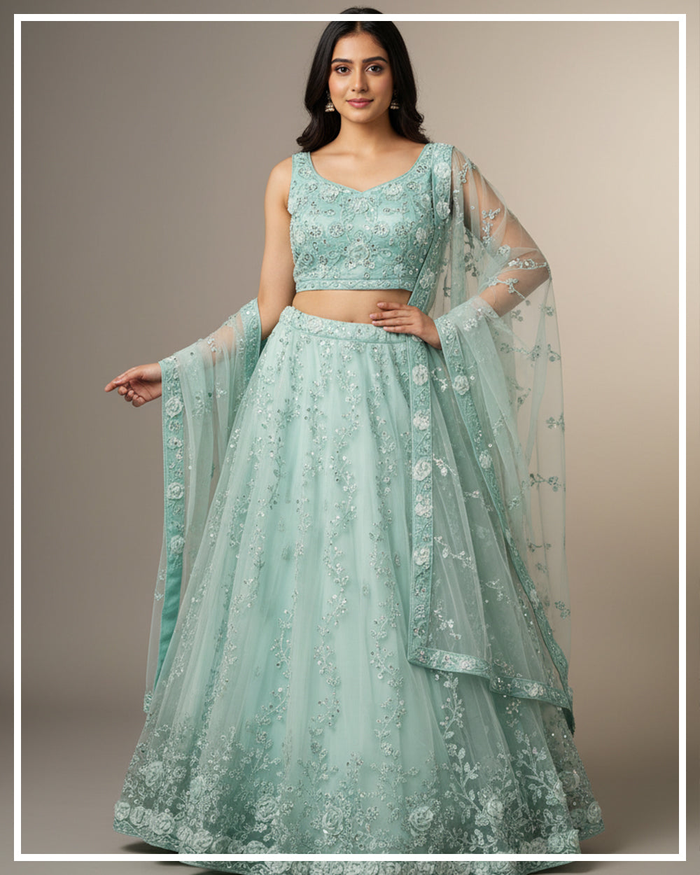 Girlish Lehenga - Soft Aqua