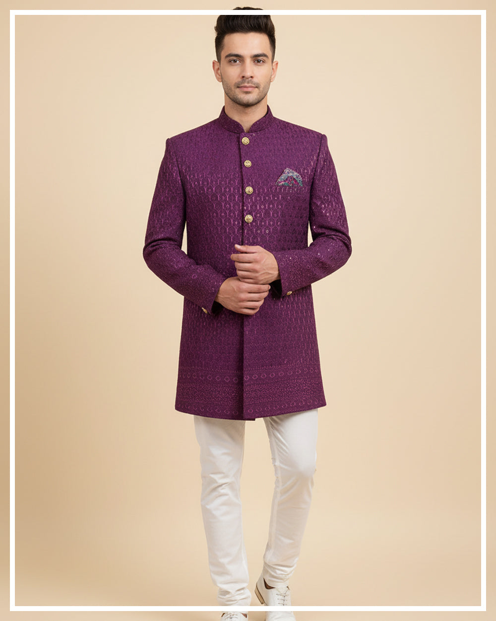 Royal Plum Indo-Western Suit
