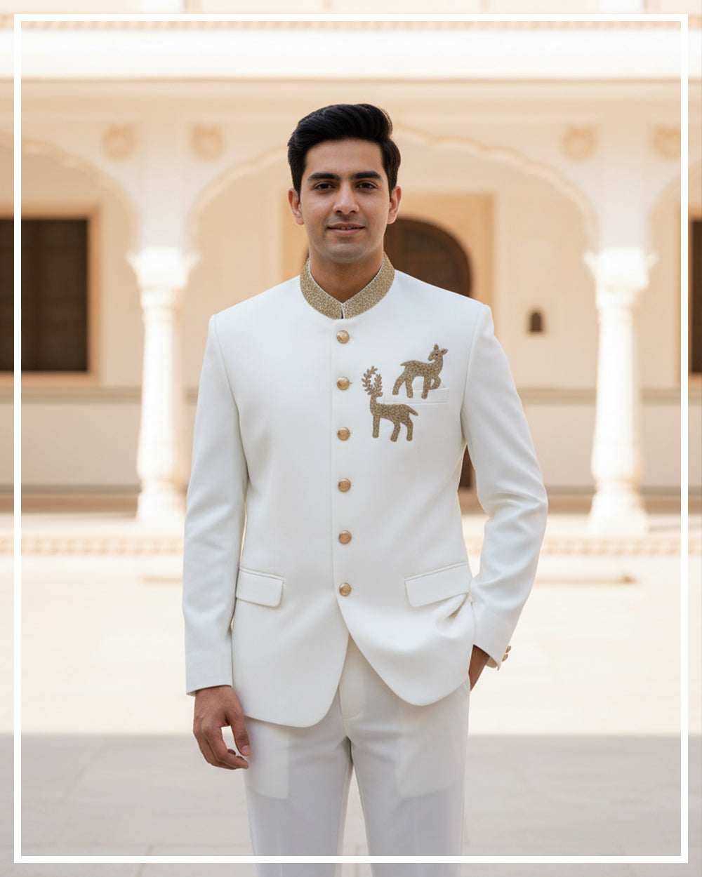 Royal Safari White Jodhpuri Suit