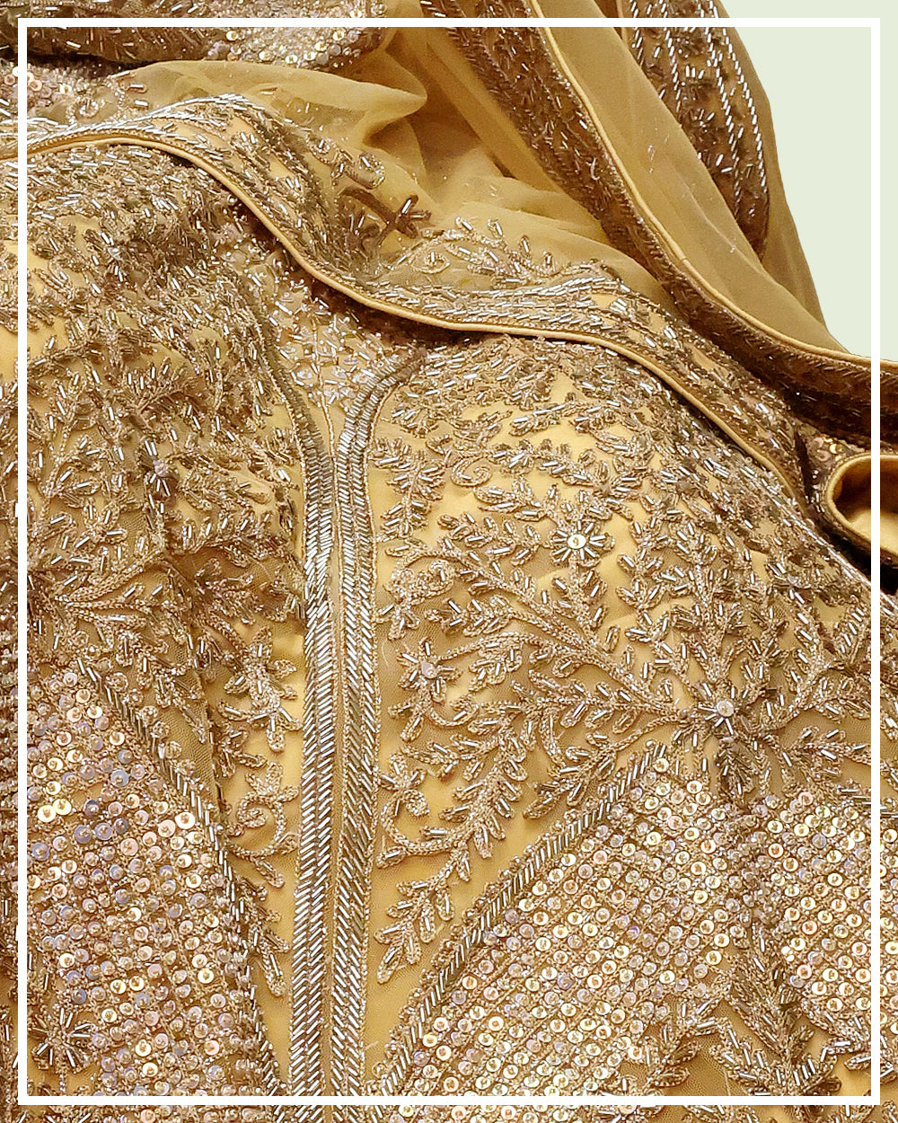 Gold Hand-Embroidered Bridal Lehenga