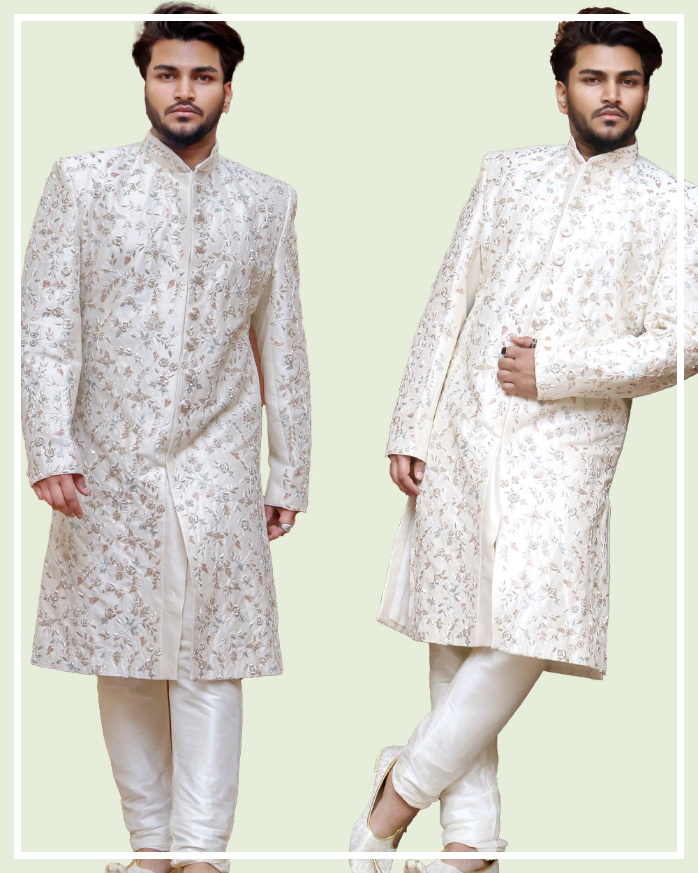 Off-White Zari Work Premium Sherwani