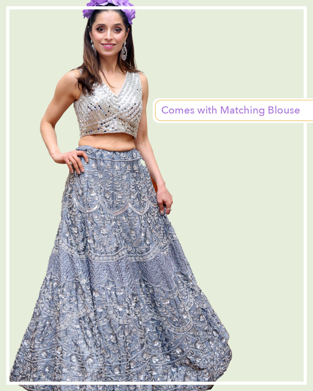Silver Designer Lehenga