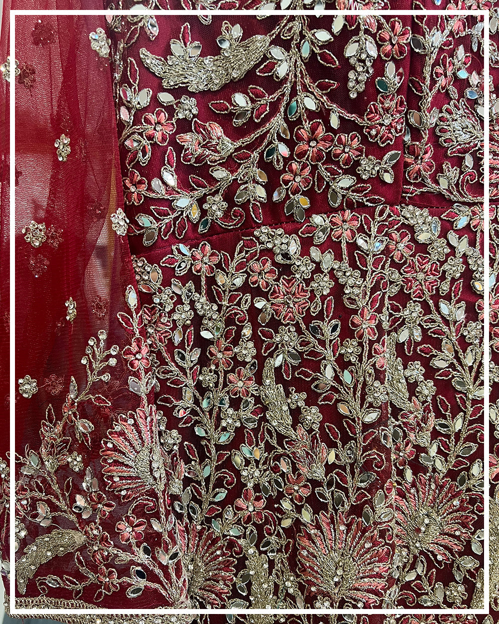 Red Embroidered Festive Maxi Dress