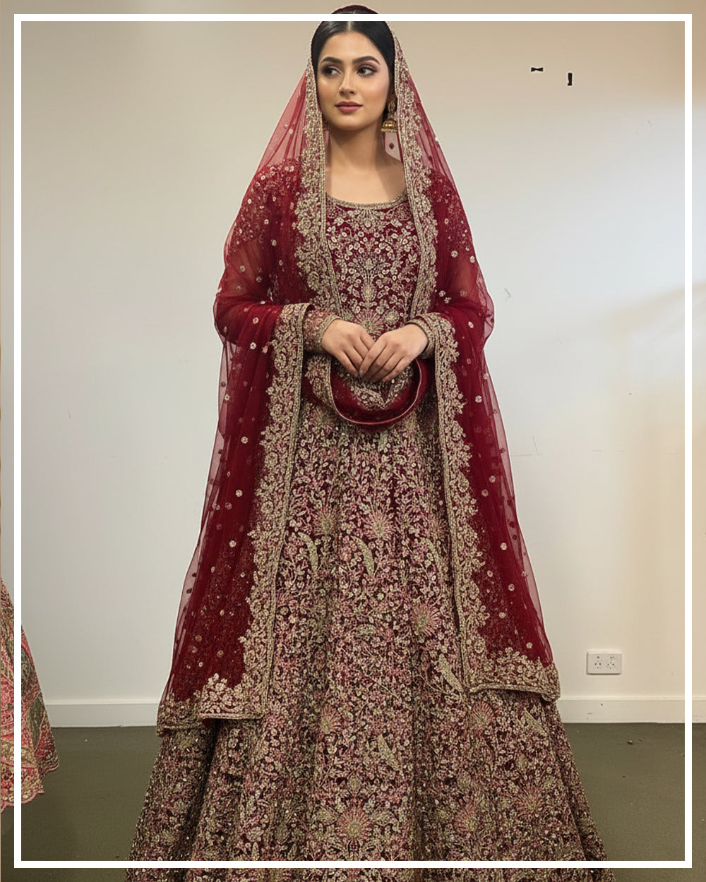 Red Embroidered Festive Maxi Dress