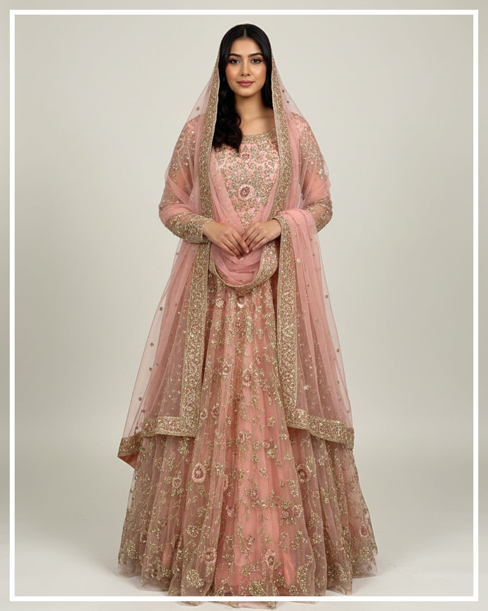 Pink Embroidered Festive Maxi Dress