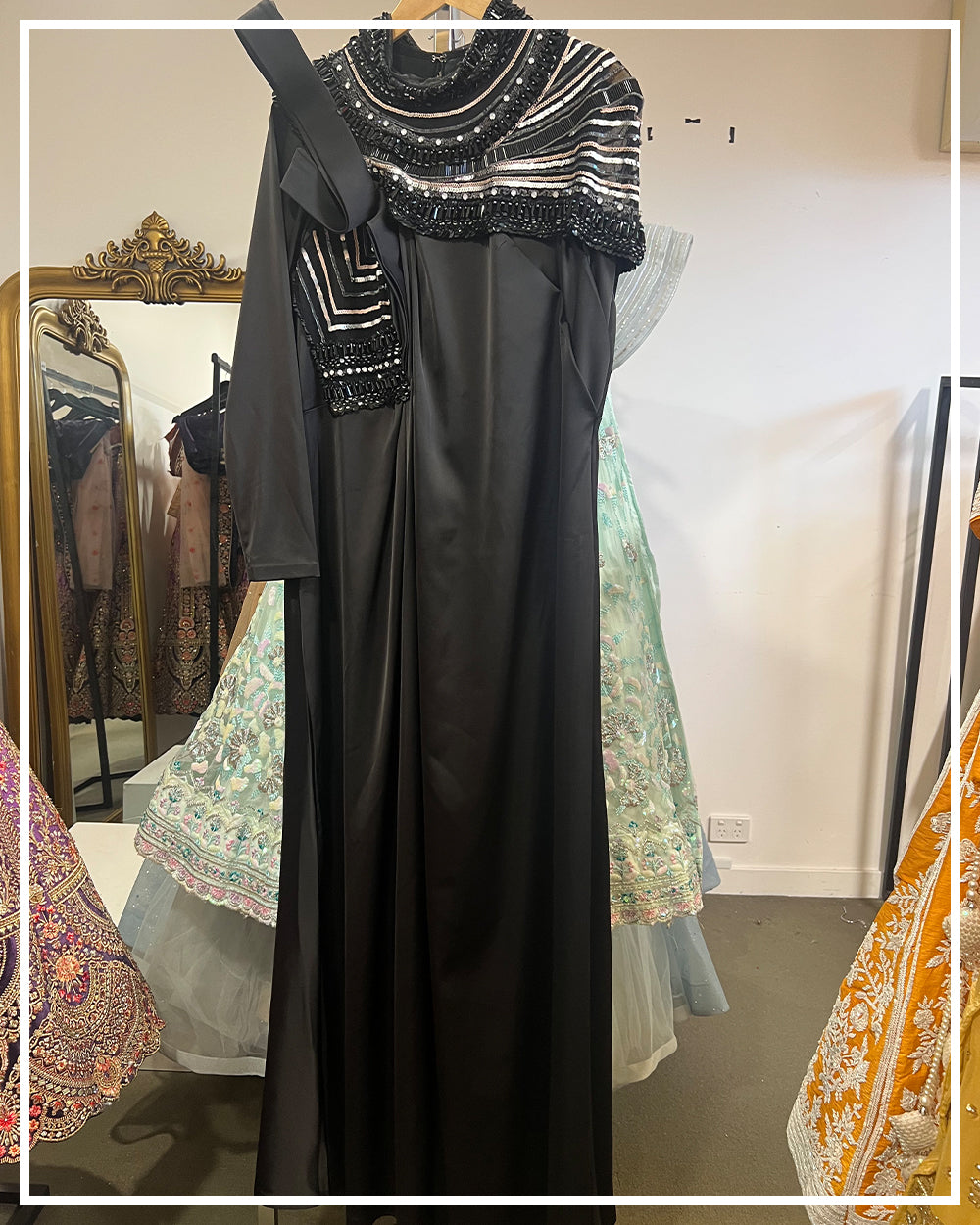 Noir Eclipse Embellished Evening Gown