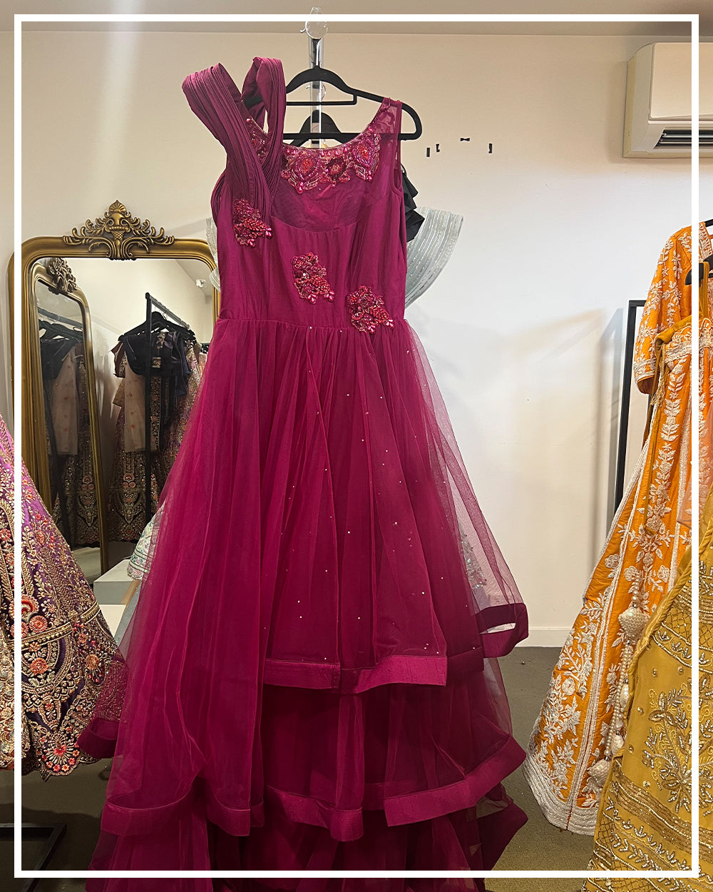 Ruby Plum Embellished Layered Gown