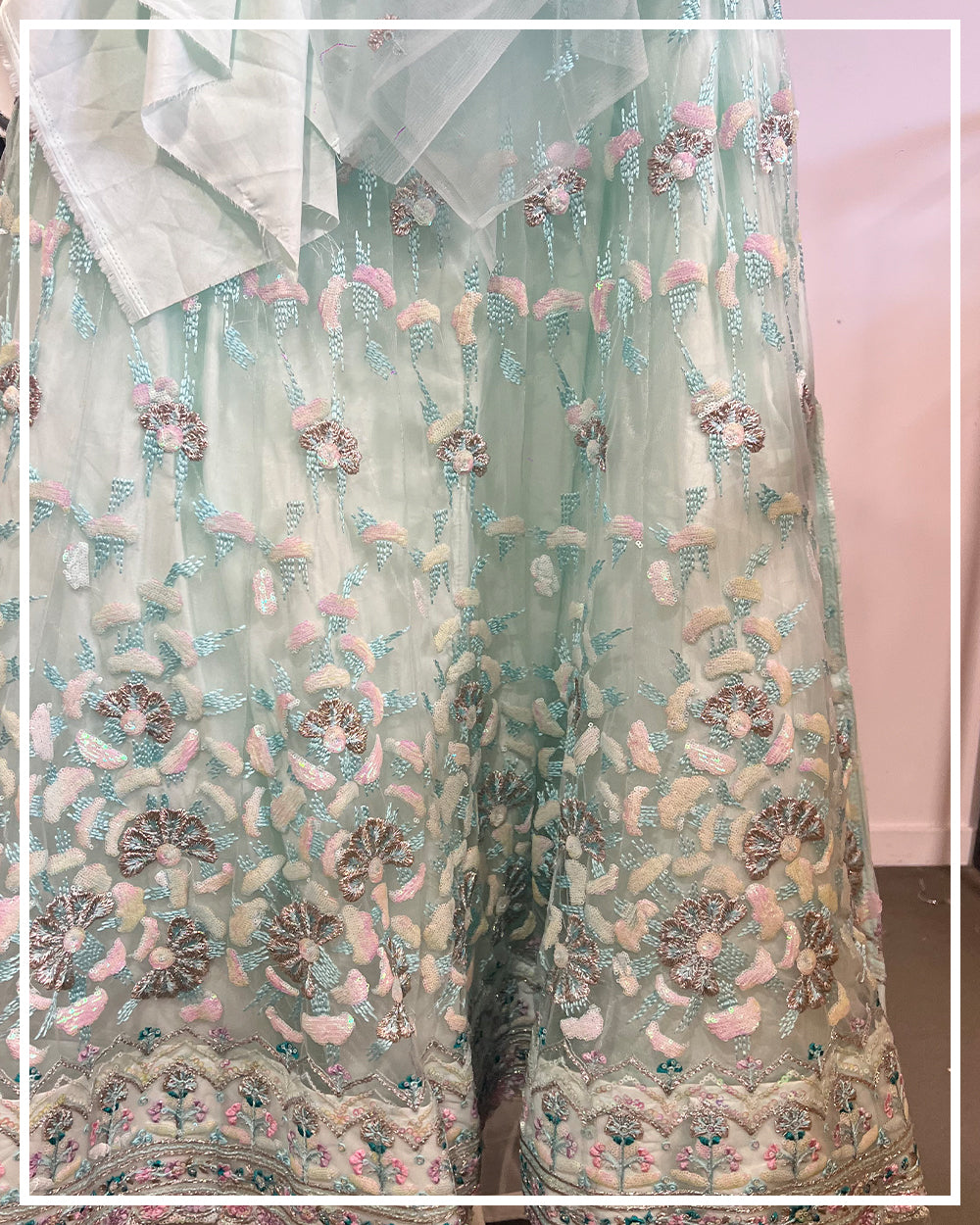 Pastel Blue Floral Lehenga Set