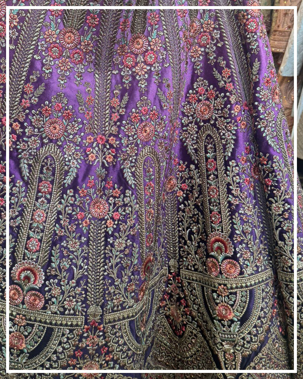 Royal Amara Plum Embroidered Bridal Lehenga