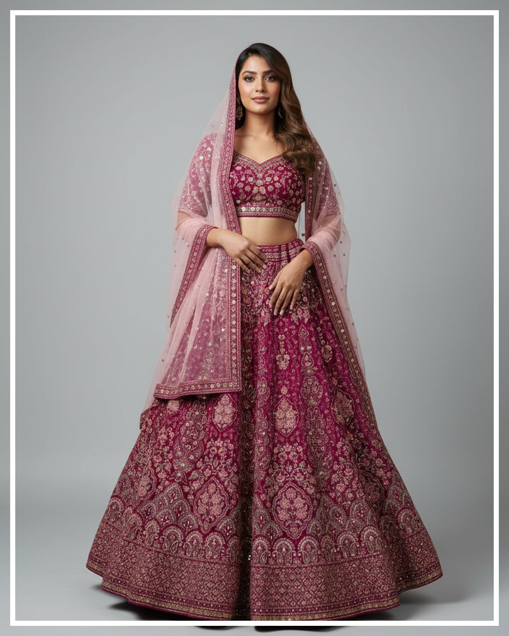 Plum Royale Velvet Bridal Lehenga