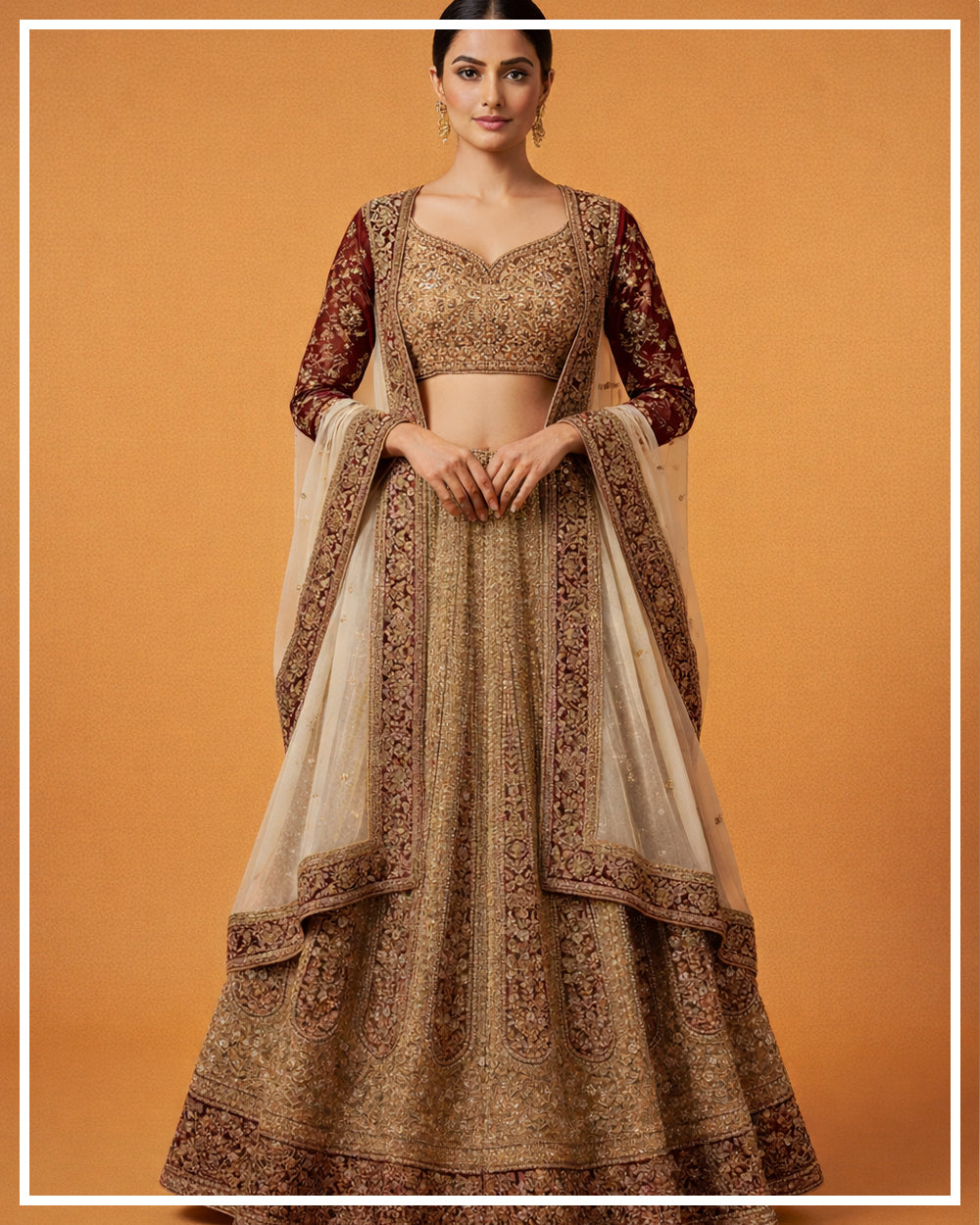 Vintage Gold Regal Bridal Lehenga