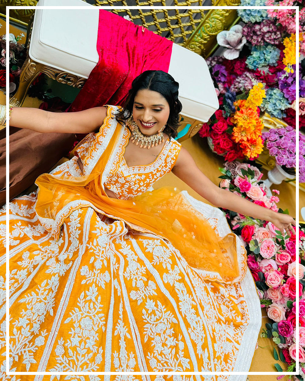 Sunshine Blossom Mehndi Lehenga