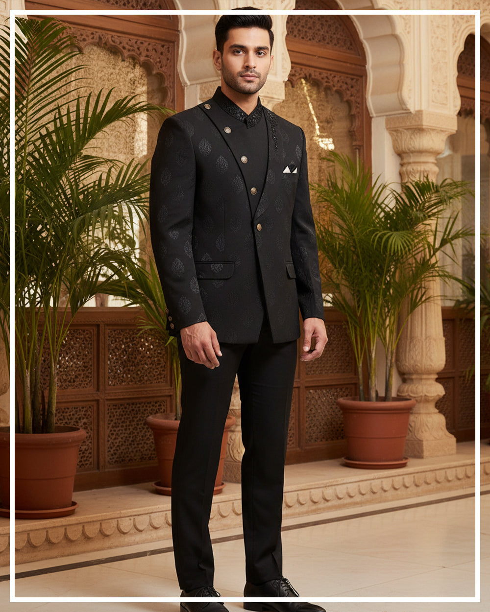 Black Luxe Hand-Embroidered Indo-Western Suit
