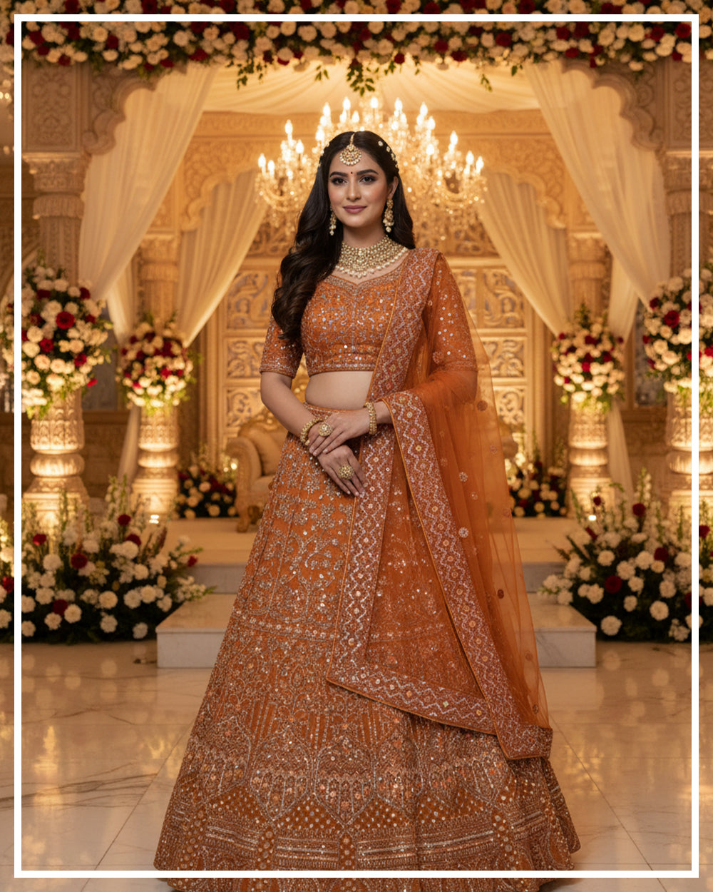 Rust Gold Lehenga