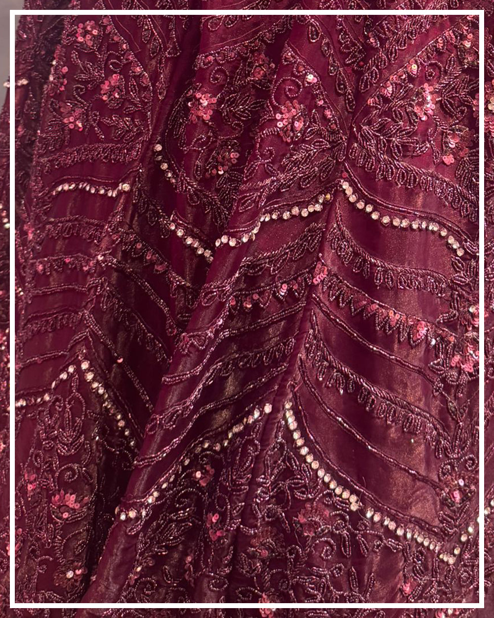 Wine Luxury Hand Embroidered Lehenga