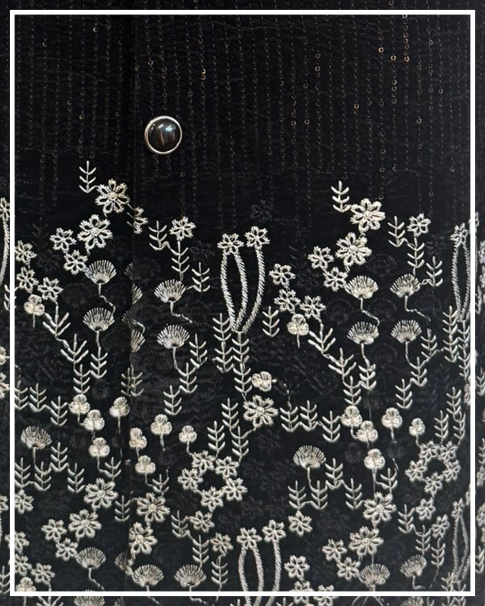 Black Indo-Western with White Floral Thread Work