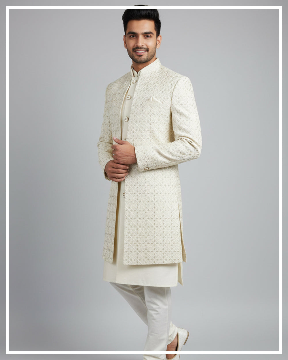 Indo-Western 2-Piece Set (Off White)