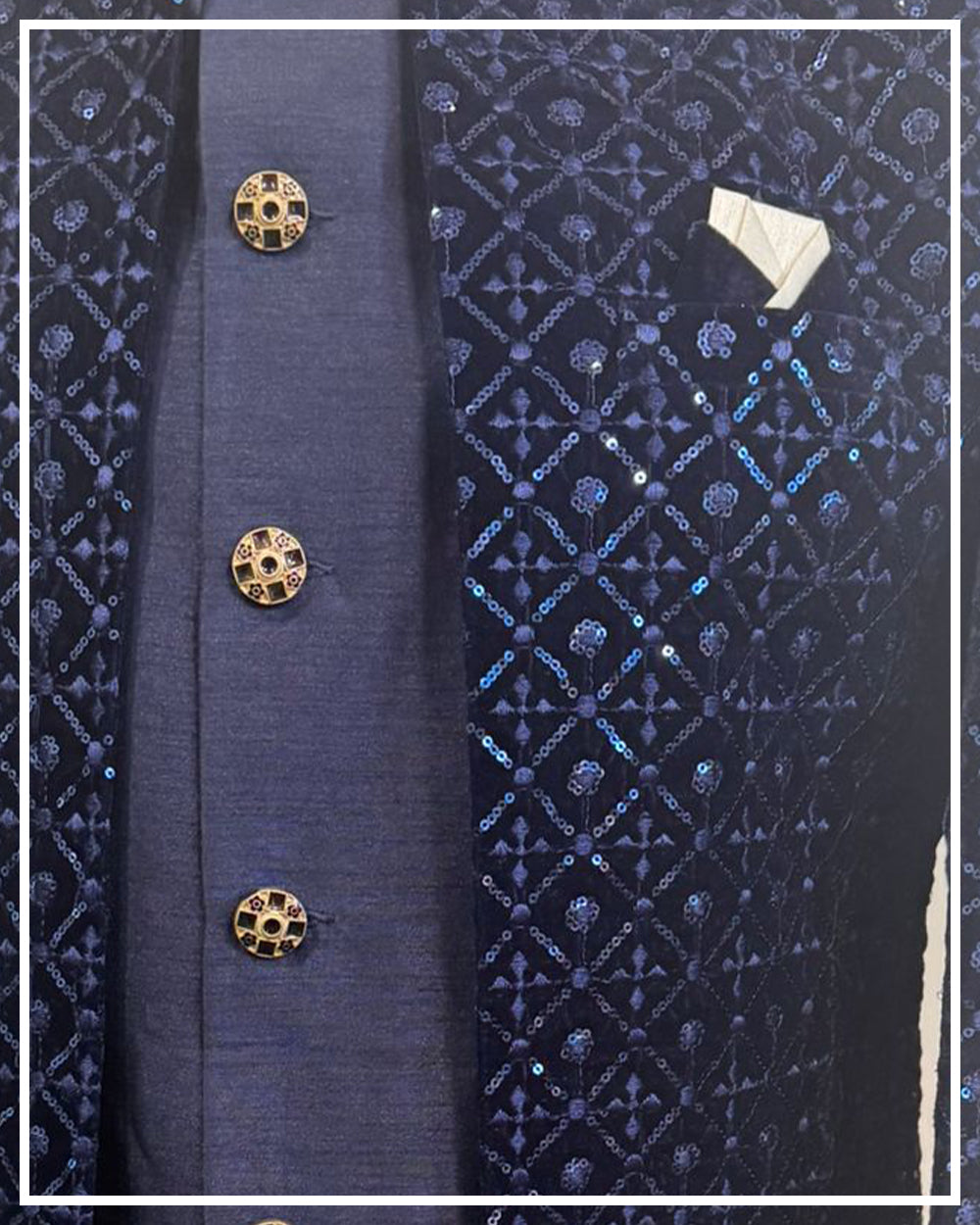 Indo-Western 2-Piece Set (Navy Blue)