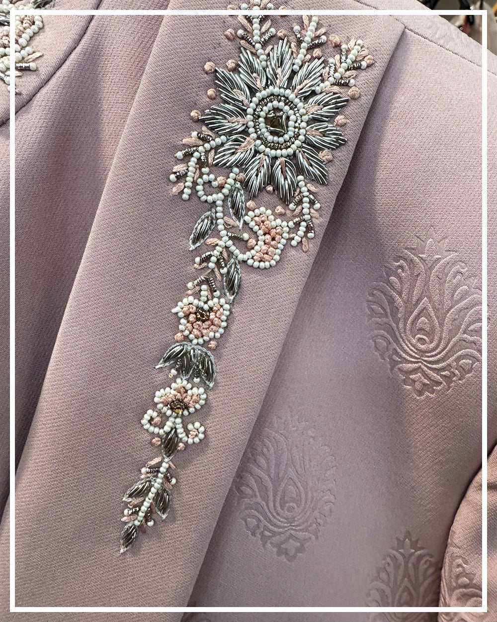 Blush Pink Hand-Embroidered Indo-Western Suit
