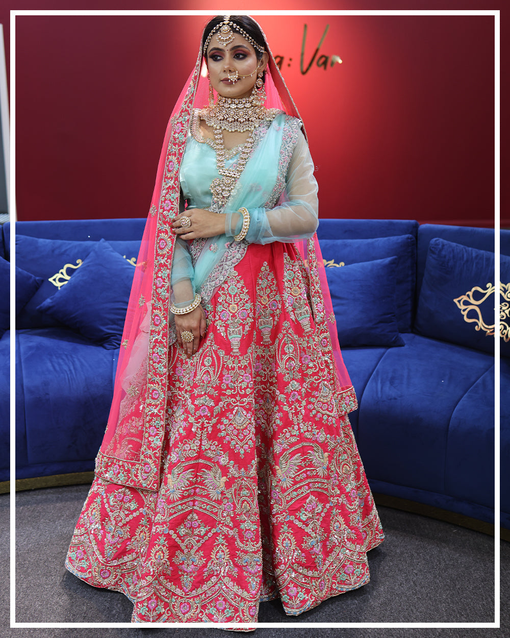 Hot Pink Bridal Lehenga - Handwork