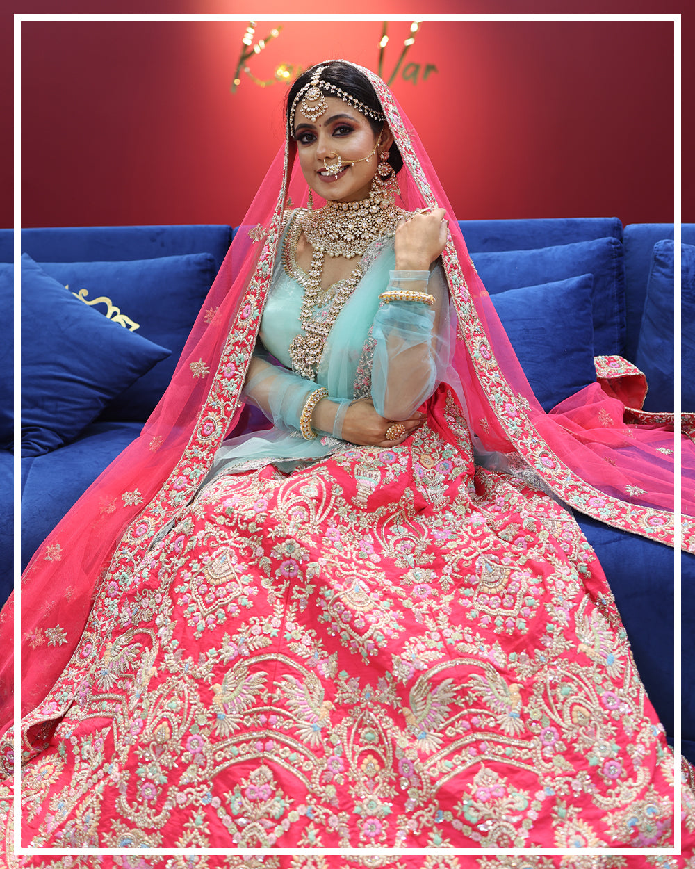 Hot Pink Bridal Lehenga - Handwork