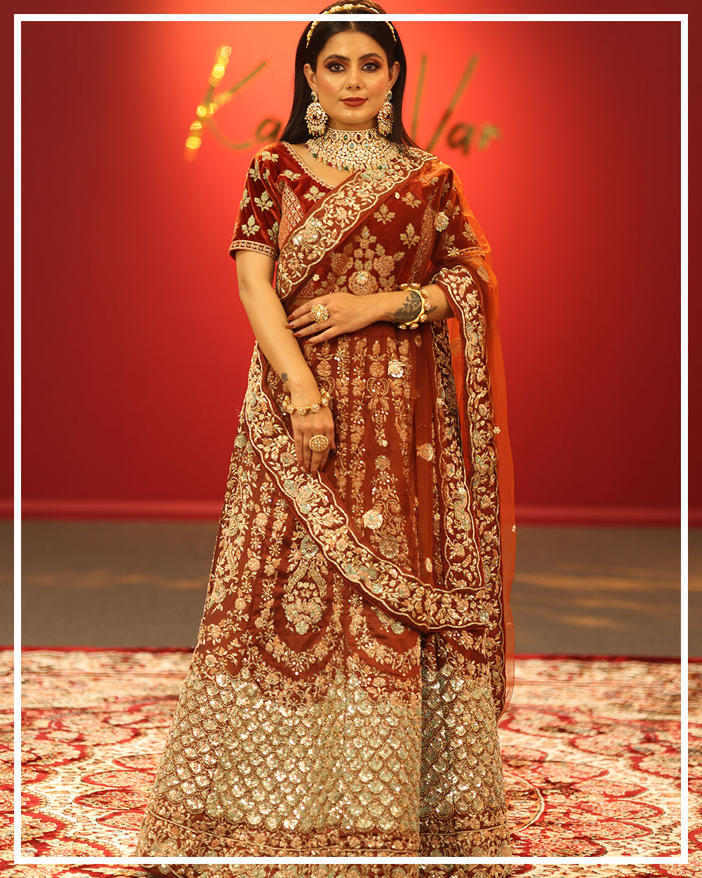 Brown Handwork Lehenga