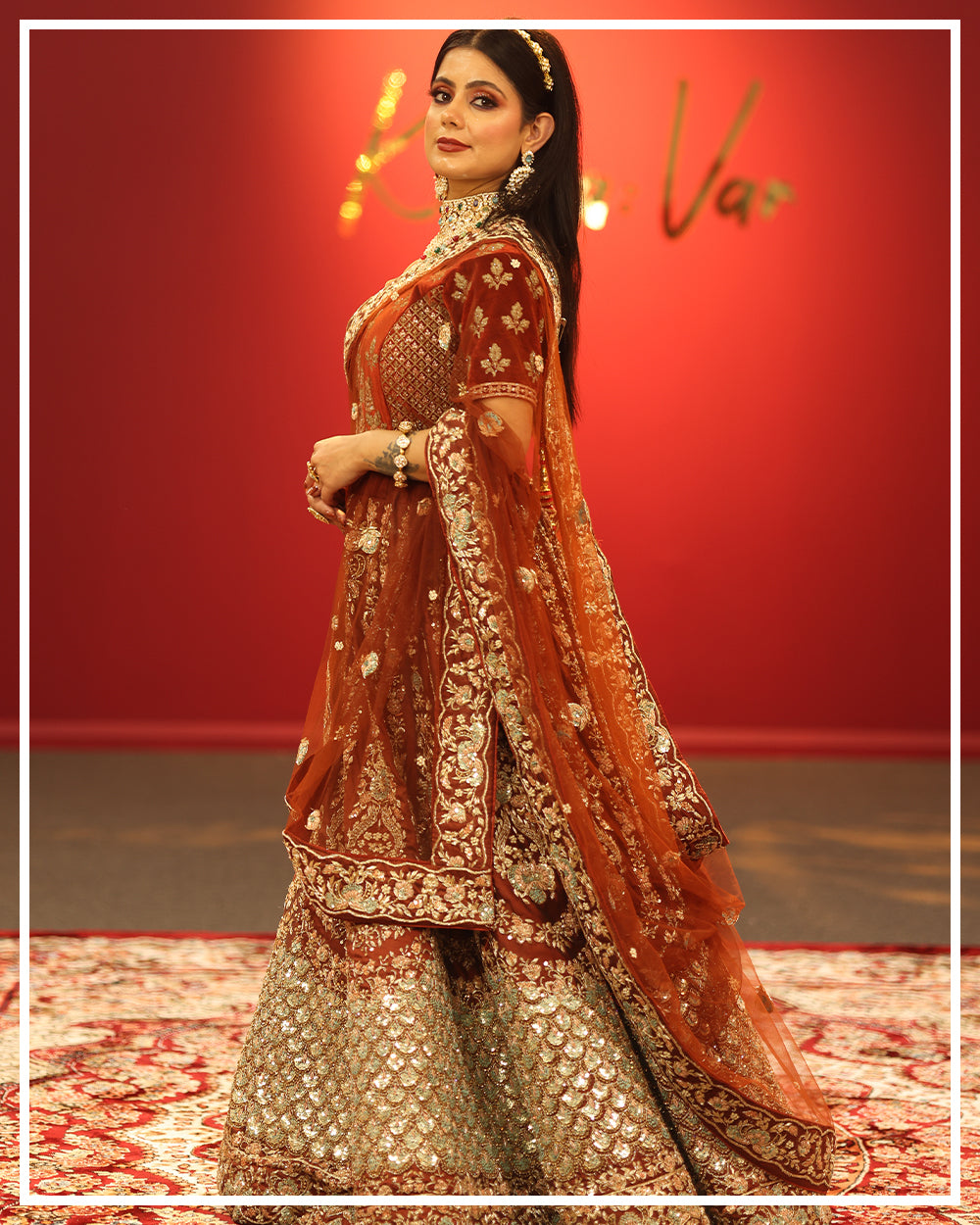 Brown Handwork Lehenga